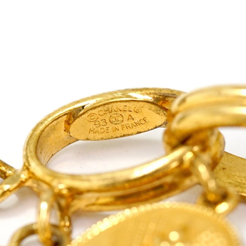 CHANEL CC Coco PARIS Multi Charm Toggle Bracelet 7" Gold Tone 93A Auth w/Box - Picture 6 of 7